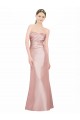 Outlet Long Strapless Stretch Satin Prom Dress with Pleats and Low Back