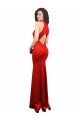Outlet Halter Neck keyhole Front Back Long Stretch Satin Prom Dress