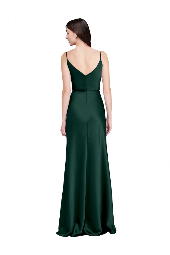 Outlet Fitted Cowl Neck Long Stretch Satin Slip Prom Dress with V-Back