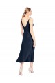 Outlet V-Neck Midi Length Short Stretch Satin Cocktail Prom Dress / Homecoming Dress V-Back