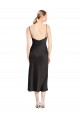 Outlet Cowl Neck Midi Length Short Stretch Satin Slip Cocktail Prom Dress / Homecoming Dress