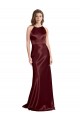 Outlet High Neck Halter Long Sleeveless Stretch Satin Prom Dress with Strappy Back