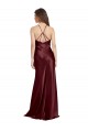 Outlet High Neck Halter Long Sleeveless Stretch Satin Prom Dress with Strappy Back