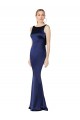 Outlet Sheath High Neck Stretch Satin Prom Dress Low Back