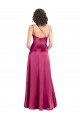 Outlet Sleek One Shoulder A-Line Long Stretch Satin Prom Dress with Spaghetti Straps Back