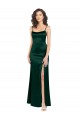 Outlet Long Slim Scoop Neck Stretch Satin Prom Dress with Open Back
