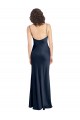 Outlet Cowl Neck Long Empire Waist Stretch Satin Prom Dress with Open Back