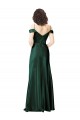 Outlet Off the Shoulder Sleeves Long Stretch Satin Prom Dress with Pleated Draped Neckline