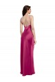 Outlet V-Neck Spaghetti Straps Slim Stretch Satin Prom Dress with Low Scoop Back