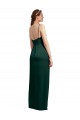 Outlet Sleek Straight Neckline Long Wrap Stretch Satin Prom Dress with Angled Pleats