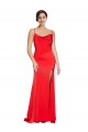 Outlet Low Back Cowl Neck Stretch Satin Prom Dress with High Side Slit