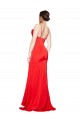 Outlet Low Back Cowl Neck Stretch Satin Prom Dress with High Side Slit