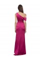 Outlet Off the Shoulder Short Sleeves Stretch Satin Prom Dress with Side Slit
