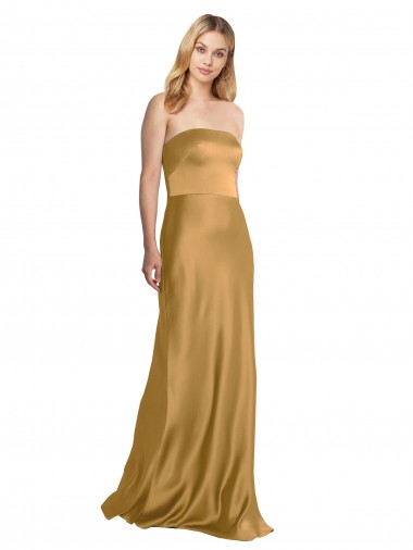 Outlet Sleek Strapless Long A-Line Stretch Satin Prom Dress
