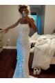 Outlet Long Spaghetti Straps Sleeveless Sweep Train Velvet Sequin Prom Dress