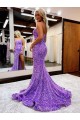 Outlet A-Line Sweetheart Sleeveless Long Velvet Sequin Prom Dress with Slit