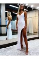 Outlet Sleeveless V-Neck Long Floor Length Velvet Sequin Prom Dress with Slit