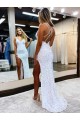 Outlet Sleeveless V-Neck Long Floor Length Velvet Sequin Prom Dress with Slit