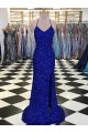 Outlet V-Neck Sleeveless Long Velvet Sequin Prom Dress