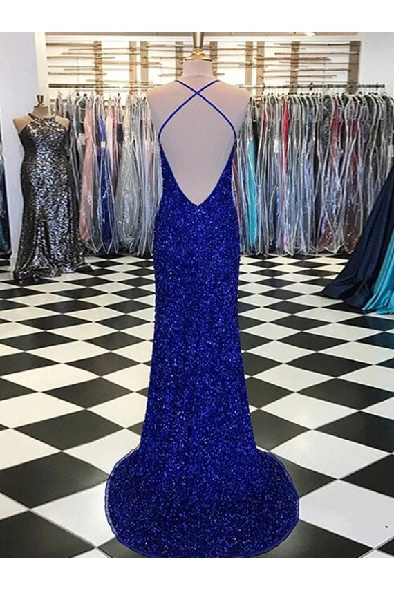 Outlet V-Neck Sleeveless Long Velvet Sequin Prom Dress