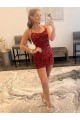 Outlet Spaghetti Straps Criss Cross Back Sleeveless Short Velvet Sequin Prom Dress