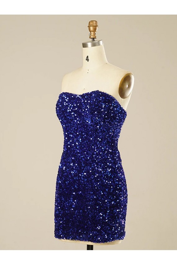 Outlet Short Sweetheart Velvet Sequin Prom Dress