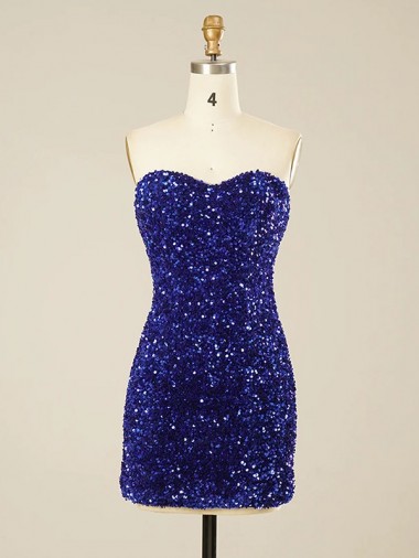 Outlet Short Sweetheart Velvet Sequin Prom Dress