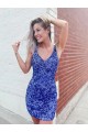 Outlet Short Velvet Sequin V-Neck Sleeveless Prom Dress