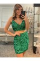 Outlet V-Neck Sleeveless Short Velvet Sequin Prom Cocktail Dress