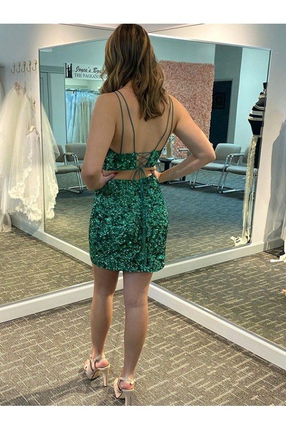 Outlet V-Neck Sleeveless Short Velvet Sequin Prom Cocktail Dress