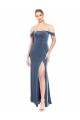 Outlet Draped Sleeves Wide Scoop Neck Off the Shoulder Velvet Prom Dress