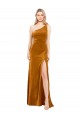 Outlet Sleek One Shoulder Long Velvet Prom Dress