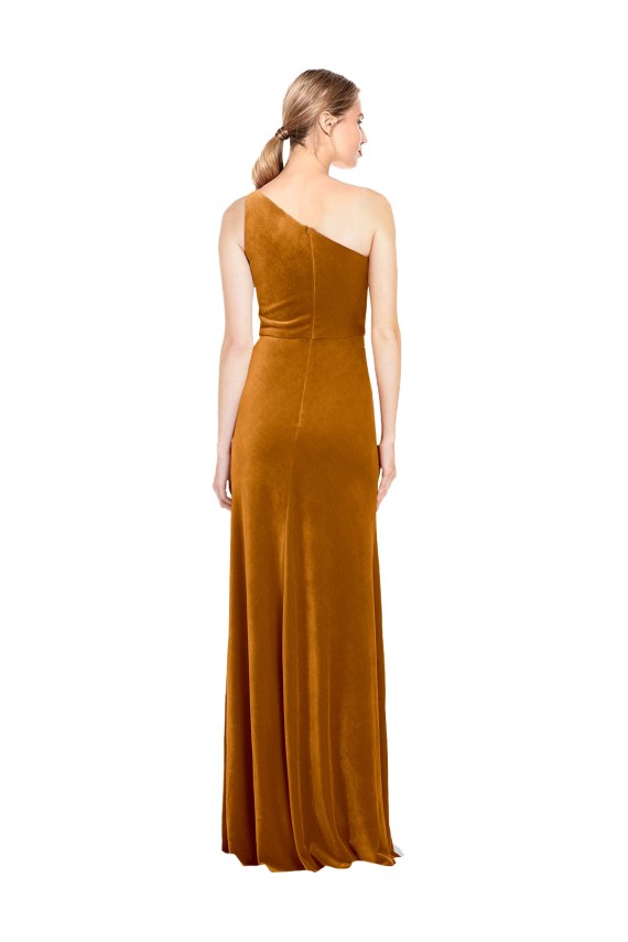 Outlet Sleek One Shoulder Long Velvet Prom Dress