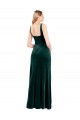 Outlet Square Neck Full Length Velvet Prom Dress with Side Slit