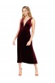 Outlet Daring Plunging V-Neckline Short Midi Length Velvet Cocktail Prom Dress / Homecoming Dress