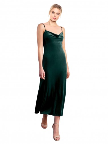 Outlet Midi Length Cowl Neck Velvet Slip Cocktail Prom Dress / Homecoming Dress