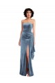 Outlet Strapless Velvet Maxi Prom Dress with Draped Skirt