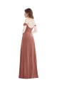 Outlet Off the Shoulder Flounce Sleeve Velvet Maxi Prom Dress & Pockets