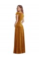Outlet Cap Sleeve Faux Wrap Velvet Maxi Prom Dress with Pockets