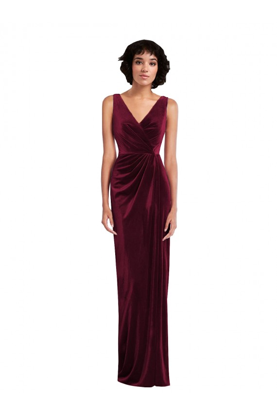 Outlet Draped Skirt Faux Wrap Velvet Maxi Prom Dress