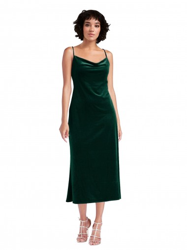 Outlet Midi Length Cowl Neck Velvet Short Slip Cocktail Prom Dress / Homecoming Dress