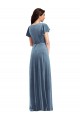 Outlet Flutter Sleeve Velvet Wrap Maxi Prom Dress with Pockets