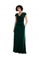 Outlet Cowl Neck Cap Sleeve Velvet Maxi Prom Dress with Pockets