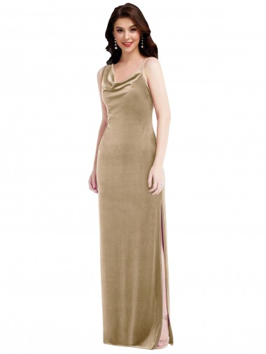 Outlet Asymmetrical One Shoulder Velvet Maxi Slip Prom Dress