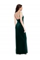 Outlet Straight Neckline Spaghetti Straps Long Velvet Prom Dress with High Side Slit