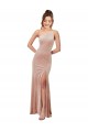Outlet One Shoulder Stretch Velvet Prom Dress with Front Slit