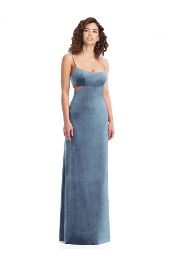 Outlet Spaghetti Strap Long Full Length Velvet Maxi Prom Dress