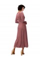 Outlet Long Sleeve Velvet Faux Wrap Midi Length Prom Dress