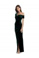 Outlet Long Asymmetric Neckline Ruched Velvet Prom Dress