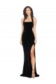 Outlet Halter Neck Wide Straps Long Velvet Prom Dress with Side Split